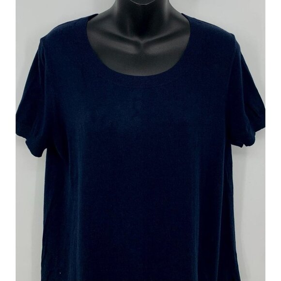 Ann Taylor Women Sweater Shirt Size Large Blue Crew Neck Knitted Keyhole New - Picture 2 of 7